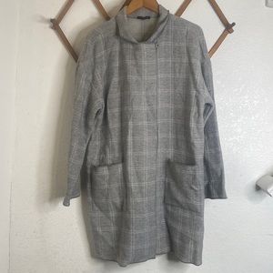Eileen Fisher Heathered Check Wool-Blend Coat Large